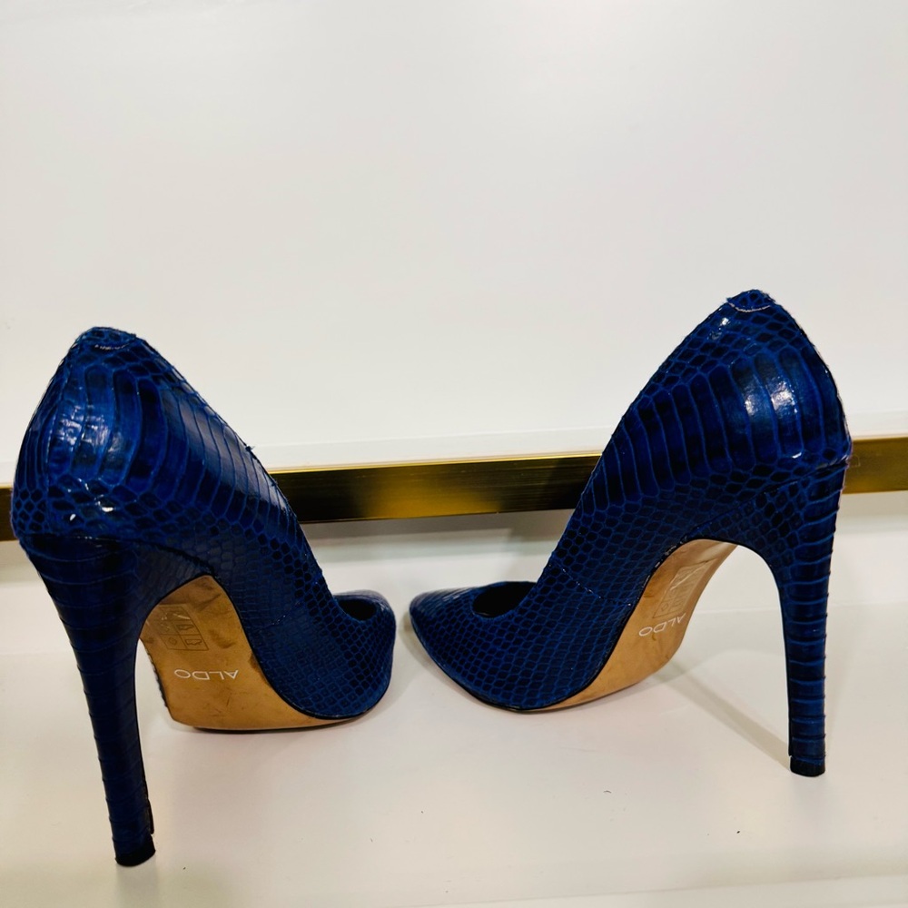 Aldo Cobalt Blue Python Embossed Platform Stilett… - image 5